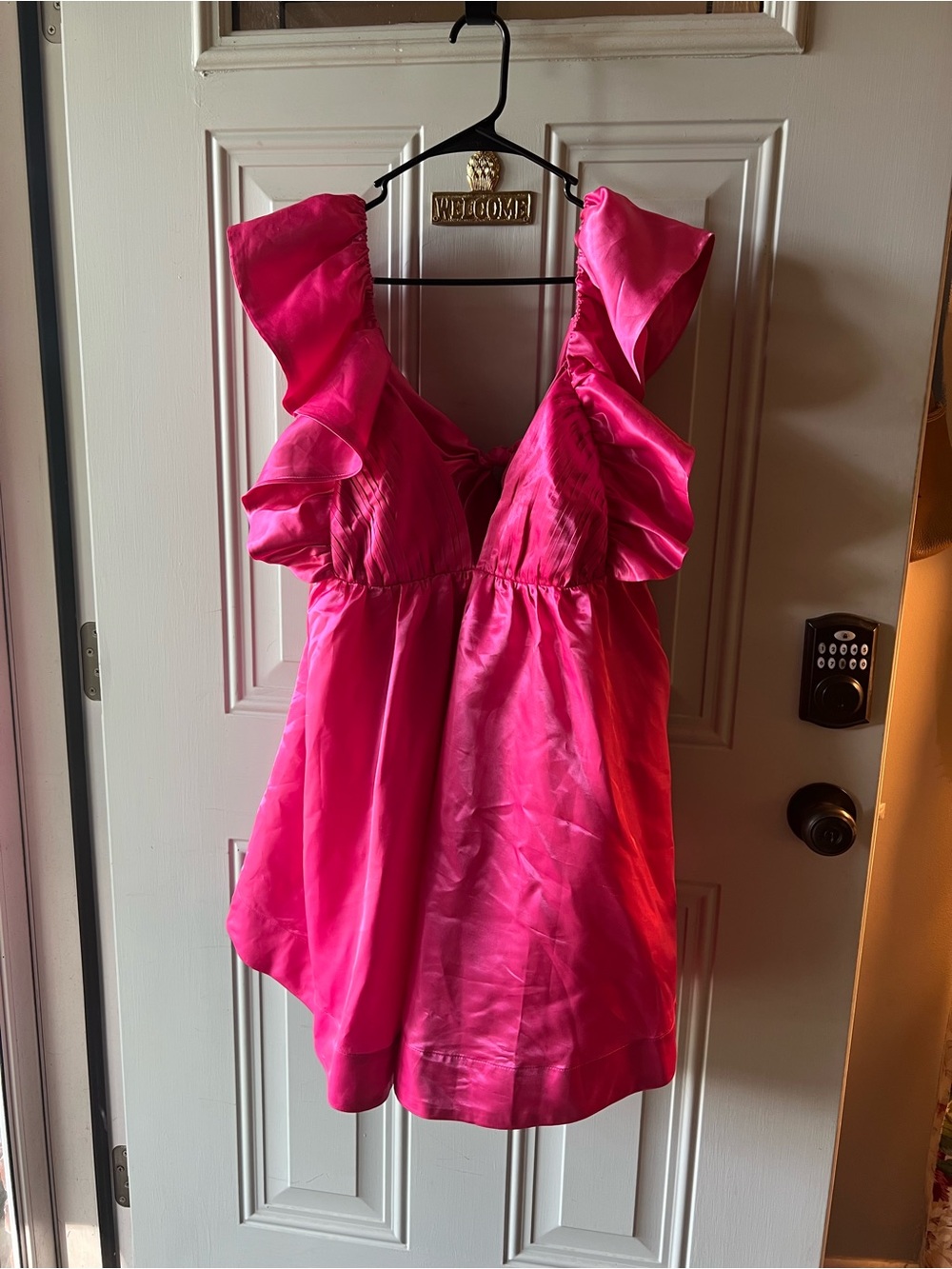 MARBLE Hot Pink Ruffle Strap Tank Top